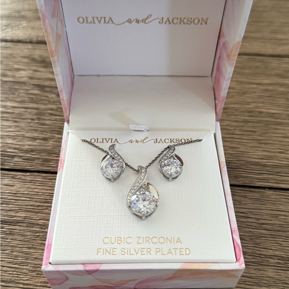 Silver Necklace and Earring Set